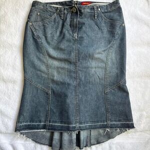 Y2k blue denim midi skirt